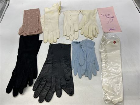 8 VINTAGE WOMENS GLOVES - VARIOUS SIZES