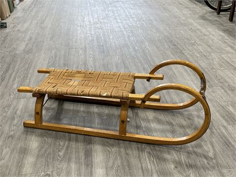 VINTAGE AUSTRIAN CURLY WOODEN SLED (13”x42”)
