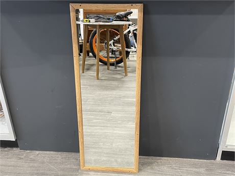 MIRROR WITH WOOD FRAME 13”x37”