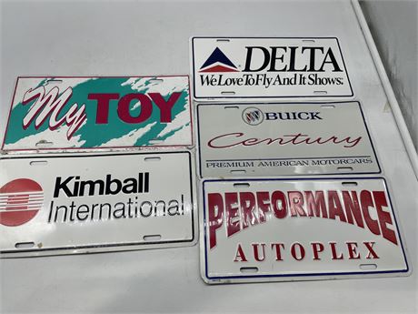 LOT OF 5  PROMO LICENCE PLATES
