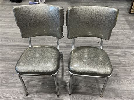 2 1950’s DINER CHAIRS W / CHROME MADE BY LIBERTY (32” TALL)