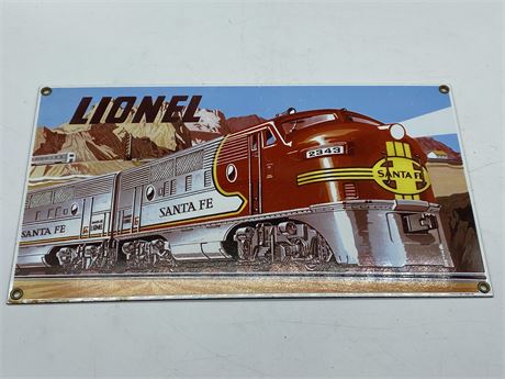 PORCELAIN LIONEL TRAIN SIGN - ANDY ROONEY (13.5”X7.5”)