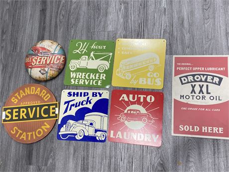 7 CAR SIGNS (4 are tin)