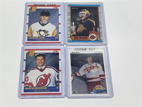 4 1989-91 NHL ROOKIE CARDS