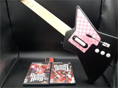 PS2 GUITAR AND GUITAR HERO GAME - VERY GOOD CONDITION