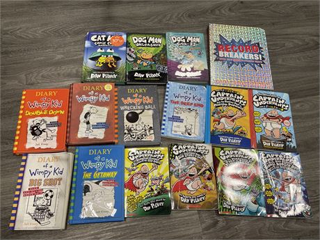 CHILDREN BOOK LOT INCLUDING CAPTAIN UNDERPANTS, DIARY OF A WIMPY KID, ETC