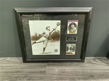 TY COBB PICTURE AND CARD (18.5”X16”)