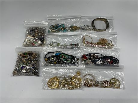 10 BAGS OF MISC COSTUME JEWELRY