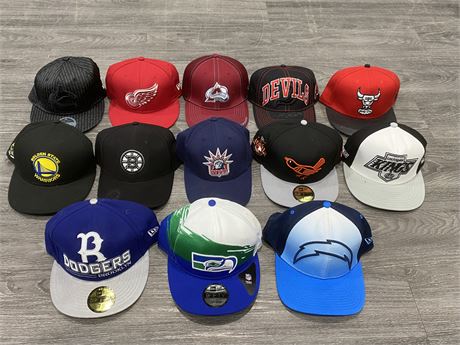 LOT OF 13 MISC. SPORTS HATS