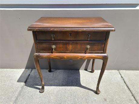 VICTORIAN SIDE TABLE WITH DRAWERS  (28"tall)