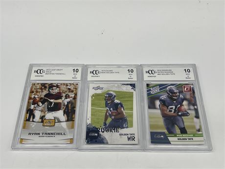 (3) BCCG GRADED 10 ROOKIE / DRAFT FOOTBALL CARDS