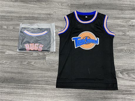2 NEW YOUTHS TUNE SQUAD BASKETBALL JERSEYS