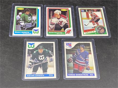 5 NHL ROOKIE CARDS (1980s)