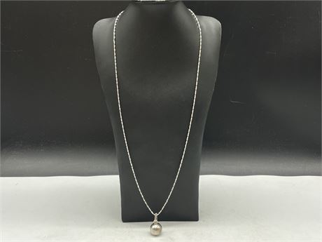 STERLING SILVER HARMONY BALL ON 28” SS CHAIN MADE IN ITALY (5.9 GRAMS)