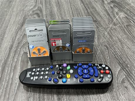 3 BOXES OF HEARING AID BATTERIES + NEW BELL TV REMOTE