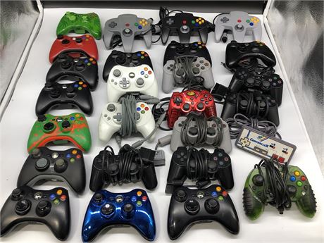 26 ASSORTED VIDEO GAME CONTROLLERS (UNTESTED)