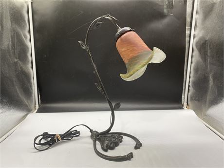 VINTAGE ART NOUVEAU BRONZE LAMP - 17” TALL