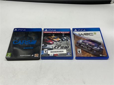 3 PS4 RACING GAMES - GOOD CONDITION (1 steel case)