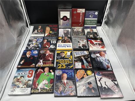 23 HOCKEY DVDS - SOME SEALED - LOTS OF DON CHERRY
