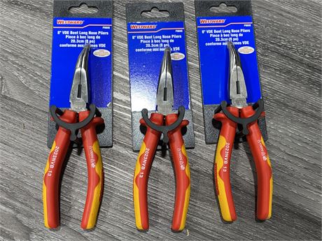 3 INSULATED 8” LONG NOSE PLIERS