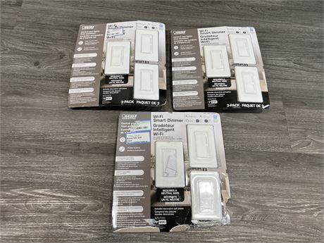 3 PACKS OF 3 WIFI SMART DIMMERS