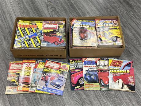 2 BOXES OF HOT ROD / CAR MAGAZINES- SOME VINTAGE