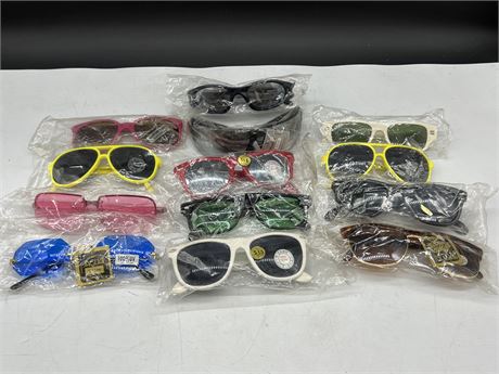 13 PAIRS OF NEW OLD STOCK SUNGLASSES - 1970-80s