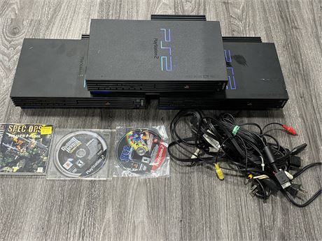 3 PS2 FATS WITH GAMES (Turns on, as is)