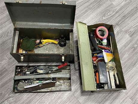 2 METAL TOOL BOXES & MISC ITEMS/TOOLS