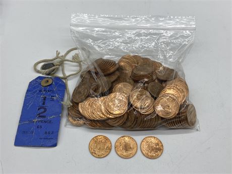 2.5LBS OF BRILLIANT UNCIRCULATED 1967 HALF CENTS W/TAG