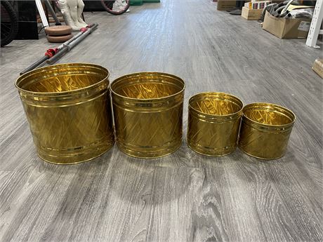 VINTAGE BRASS PLANTER POTS - MADE IN MONOCCO - LARGEST 10”