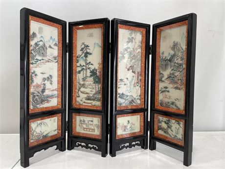 ANTIQUE CHINESE PORCELAIN HAND PAINTED PLAQUES DISPLAY (24”x18”)