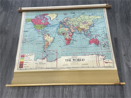 1959 ROLL UP WORLD MAP (43”x40”)