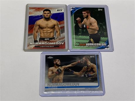 3 UFC TOPPS KHABIB NURMAGOMEDOV CARDS