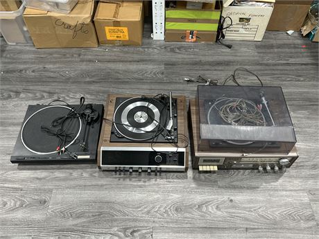 3 MISC TURN TABLES - UNTESTED / AS IS