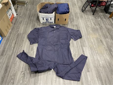 2 BOXES OF NEW & USED COVERALLS
