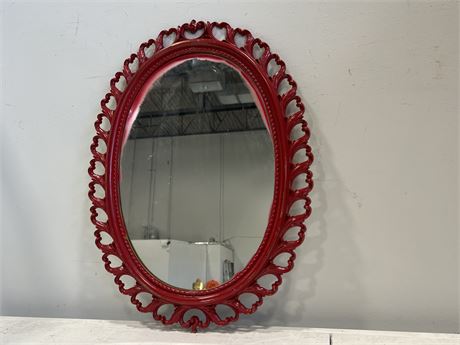 VINTAGE RED 1970’s SYROCO MIRROR 24”x19”