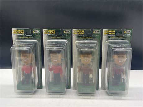 2002 TIGER WOODS COMPLETE SET 4/4 BOBBLE HEADS - ALL NIB