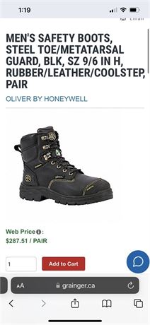 BRAND NEW STEEL TOE OLIVER BRAND WORK BOOTS - SIZE 10 - SPECS IN PHOTOS