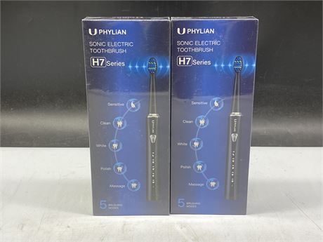 2 SEALED PHYLIAN H7 SERIES SONIC ELECTRIC TOOTHBRUSH