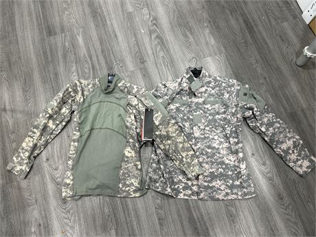 2 NEW W/TAGS ARMY FATIGUE STYLE CLOTHING - SIZE S & MEDIUM