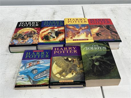 6 HARRY POTTER BOOKS & LOTR BOOK