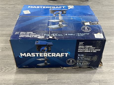 NEW OPEN BOX MASTERCRAFT 10” DRILL PRESS W/LED LIGHT
