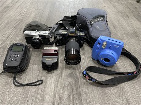 LOT OF CAMERAS & ACCESSORIES