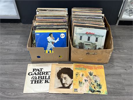 2 BOXES OF ASSORTED RECORDS - MOSTLY SCRATCHED