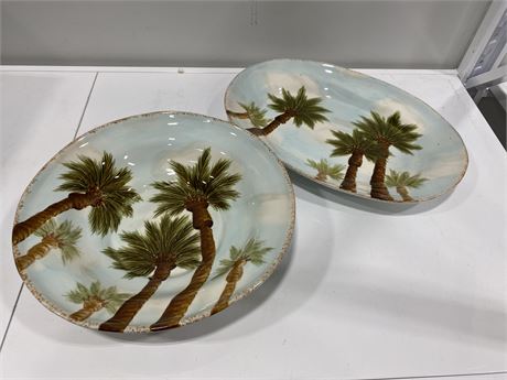 LARGE HAND PAINTED BAJA SERVING PLATE & BOWL