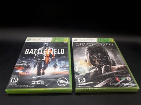SEALED - COLLECTION OF BATTLEFIELD / DISHONORED GAMES - XBOX 360