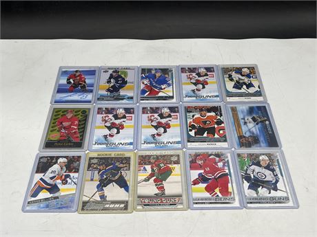 LOT OF 15 MISC HOCKEY CARDS - YOUNG GUNS, AUTO & ECT