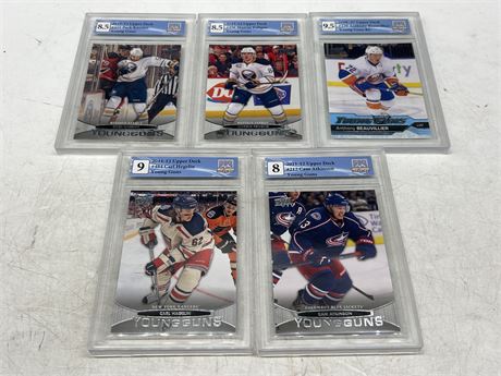 5 GCG GRADED YOUNG GUNS CARDS