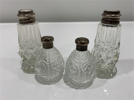 SILVER TOPPED SALT & PEPPER SHAKERS
